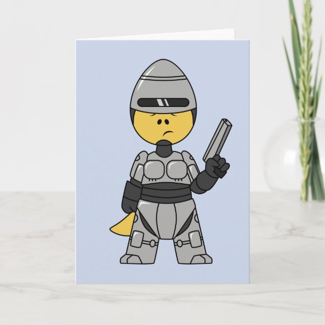 Tyrannosaurus Rex verkleidet als Robocop. Karte (Vorderseite)