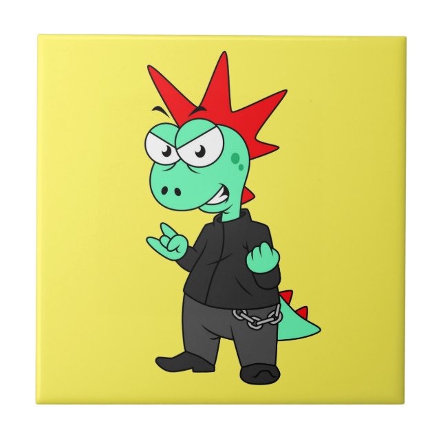 Tyrannosaurus Rex verkleidete sich als Punk. Fliese (Vorderseite)