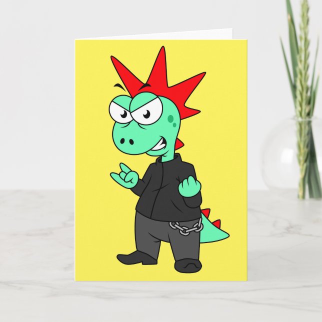 Tyrannosaurus Rex verkleidete sich als Punk. Karte (Vorderseite)