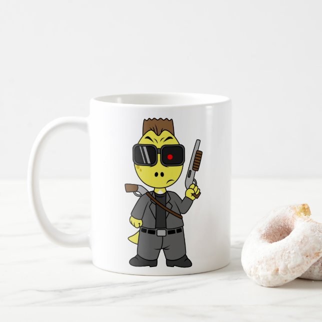 Tyrannosaurus Rex verkleidete sich als Terminator. Kaffeetasse (Mit Donut)