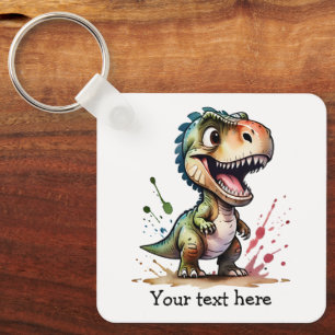 Tyrannosaurus Rex Wasserfarbspritzer Personalisier Schlüsselanhänger