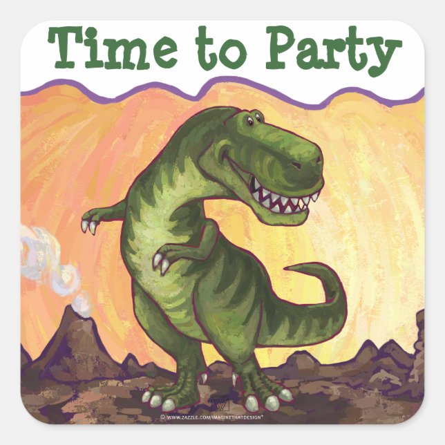 Tyrannosaurus Rex Zeit bis zum Party Quadratischer Aufkleber (Vorderseite)