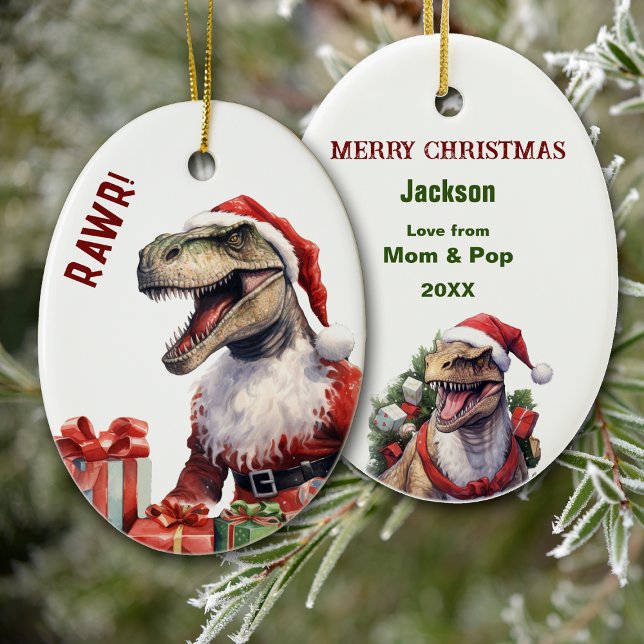 Tyrannosaurus Santa Claus Weihnachten Keramik Ornament (Von Creator hochgeladen)