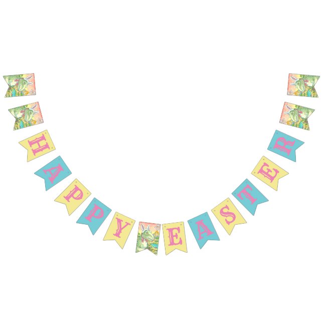 TYRANNOSAURUS T-REX EASTER BUNNY BUNTING BANNER (Alle)