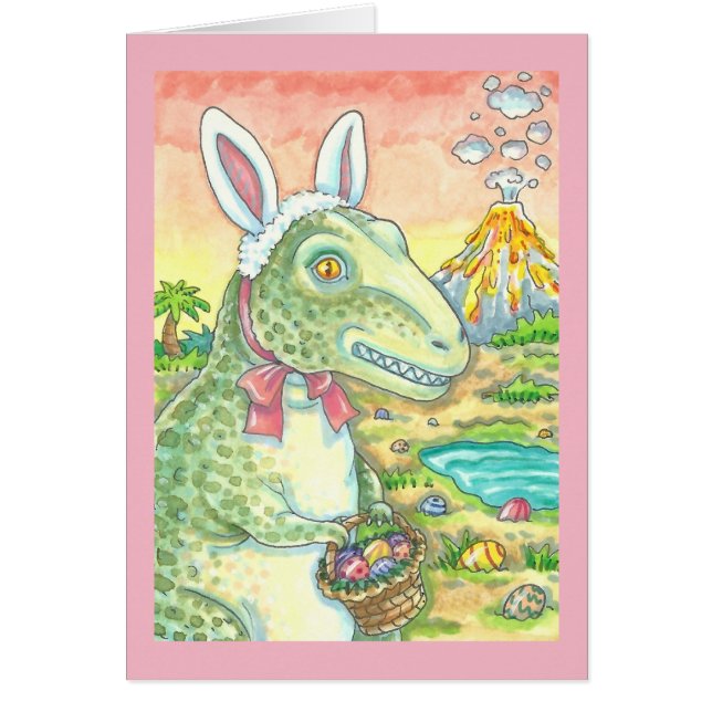 TYRANNOSAURUS T REX EASTER BUNNY GREETCARD (Vorne)