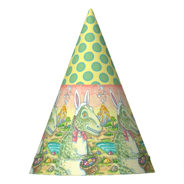 TYRANNOSAURUS T-REX EASTER BUNNY PARTY HAT Dino Partyhütchen (Vorderseite)