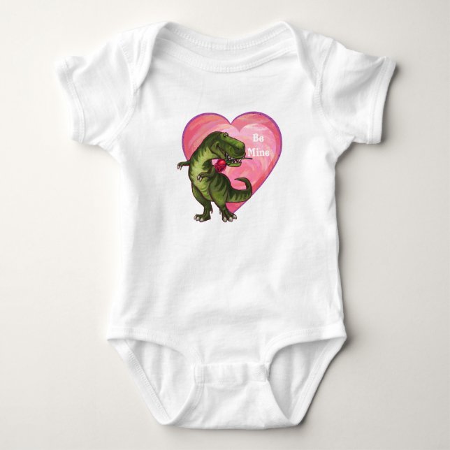 Tyrannosaurus Valentinstag Baby Strampler (Vorderseite)
