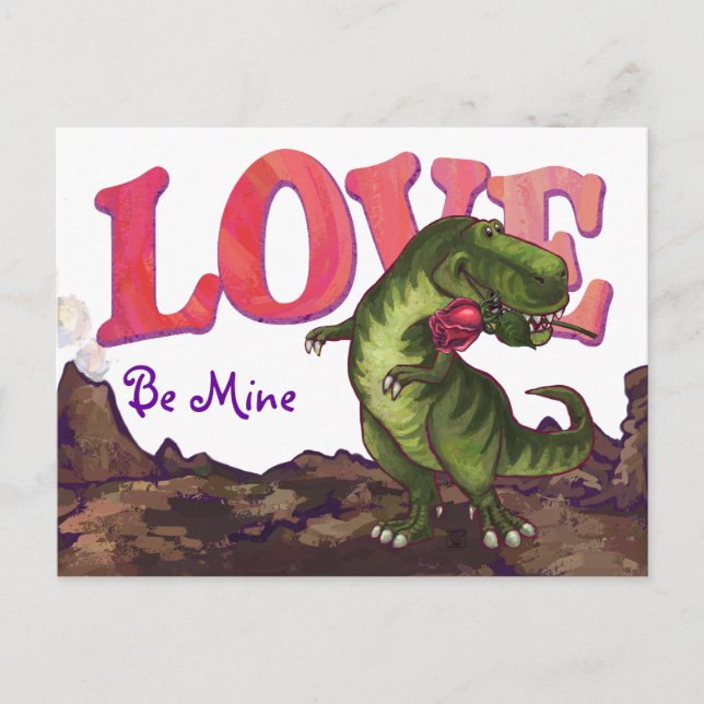 Tyrannosaurus Valentinstag Feiertagspostkarte (Vorderseite)