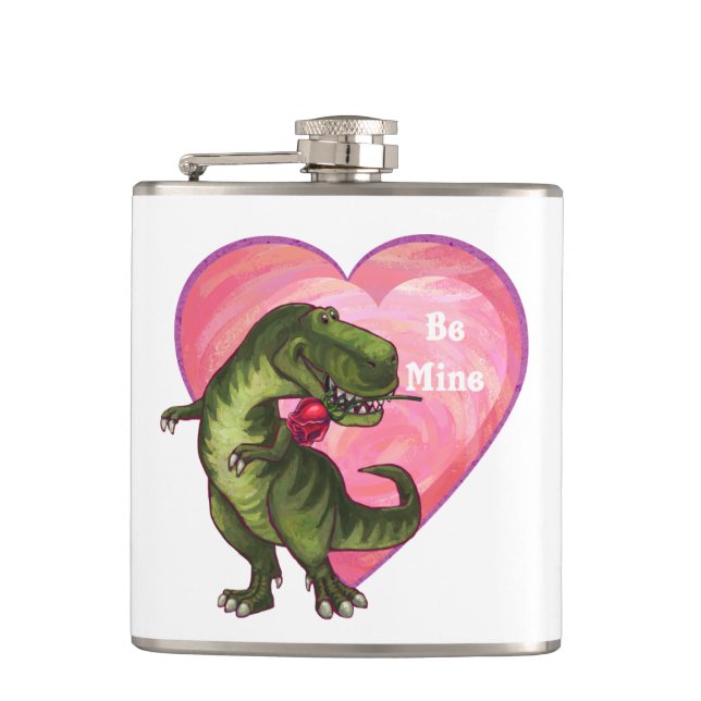 Tyrannosaurus Valentinstag Flachmann (Vorderseite)