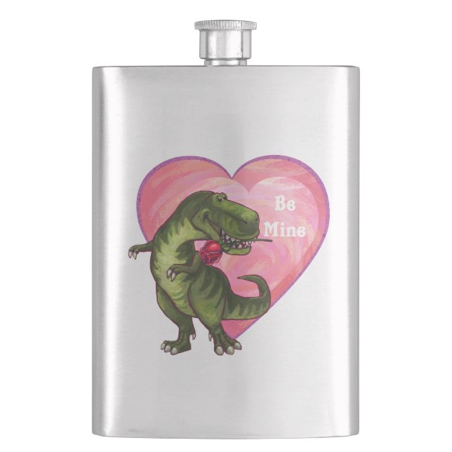 Tyrannosaurus Valentinstag Flachmann (Vorderseite)