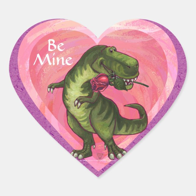Tyrannosaurus Valentinstag Herz-Aufkleber (Vorderseite)