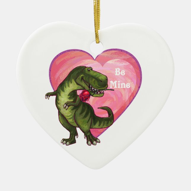 Tyrannosaurus Valentinstag Keramikornament (Vorne)
