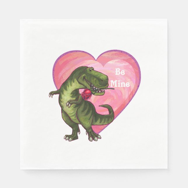 Tyrannosaurus Valentinstag Serviette (Vorderseite)