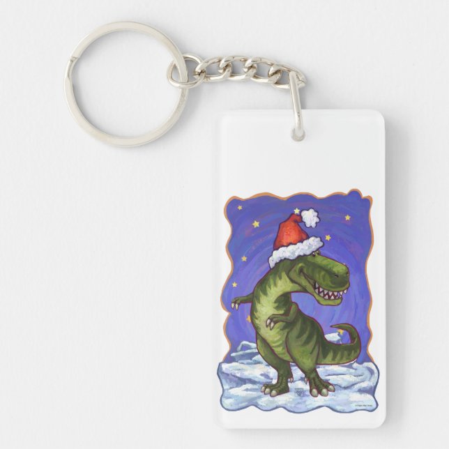 Tyrannosaurus Weihnachten Schlüsselanhänger (Vorderseite)