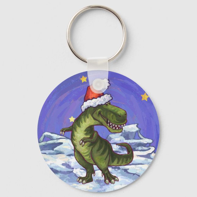 Tyrannosaurus Weihnachten Schlüsselanhänger (Vorderseite)