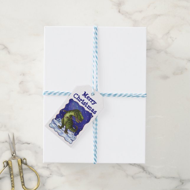 Tyrannosaurus Weihnachtsgeschenke Tags Geschenkanhänger (Mit Garn)