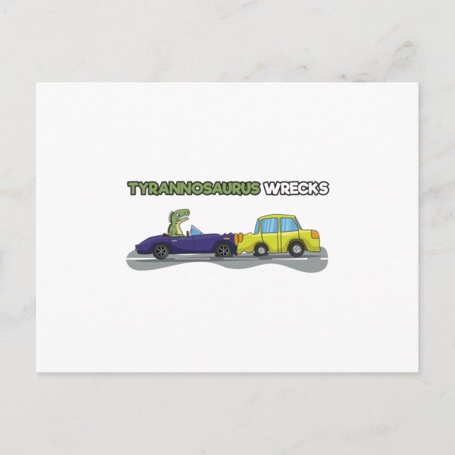 Tyrannosaurus Wrecks Postkarte (Vorderseite)