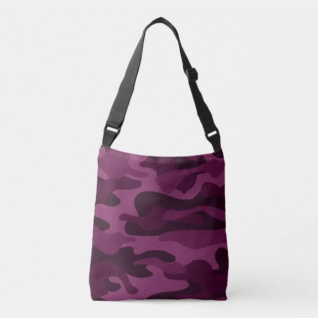 Tyrian Lila Monocolor Camouflage Tragetaschen Mit Langen Trägern (Vorderseite)