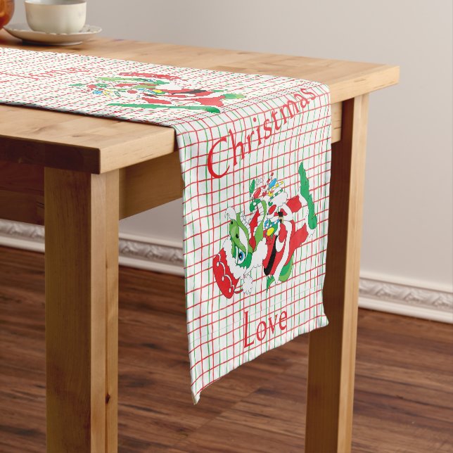 TySantaSaurus Christmas Personalize 14 x 72 Kurzer Tischläufer (Beispiel)