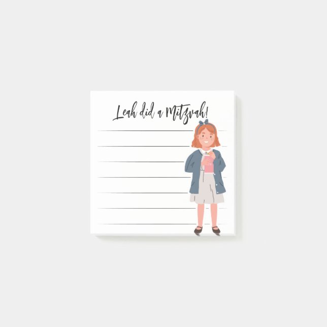 Tzedaka Mitzvah Notes - Girl Giving Tzedaka Post-it Klebezettel (Vorderseite)