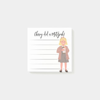 Tzedaka Mitzvah Notes - Girl Giving Tzedaka Post-it Klebezettel