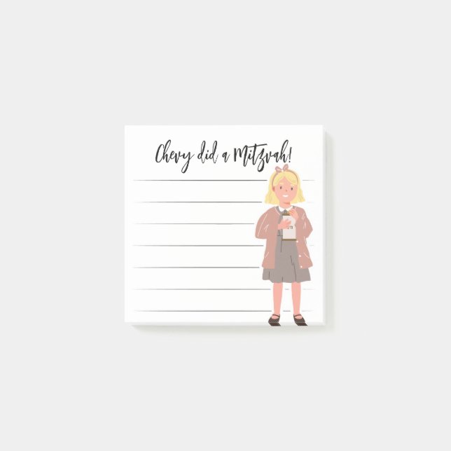 Tzedaka Mitzvah Notes - Girl Giving Tzedaka Post-it Klebezettel (Vorderseite)