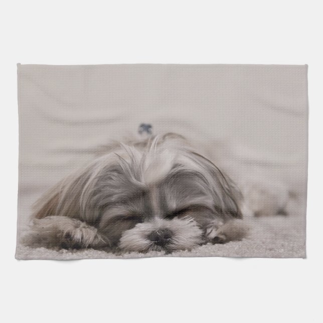 Tzu Shih customisé Serviette de cuisine, chien cou (Horizontal)