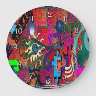 U-Auswahl FarbGraffiti-Kunst auf Backsteinmauer Große Wanduhr