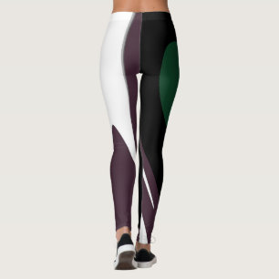 U-Bahn: Abstrakt Schwarz, Weiß, Lila und Grün Leggings