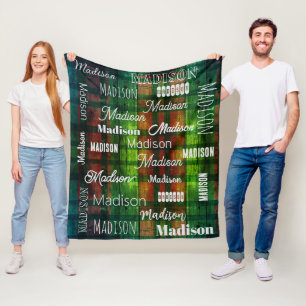 U-Bahn Art jeder Text tartan grün baffalo kariert Fleecedecke