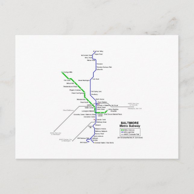 U-Bahn Baltimore Postkarte (Vorderseite)