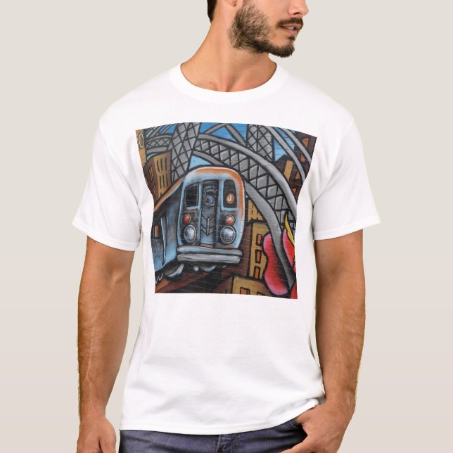 U-Bahn-Graffiti-Kunst T-Shirt (Vorderseite)