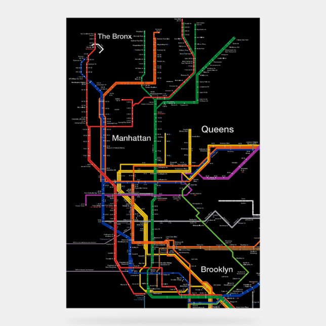 U-Bahn-Karte NY-Stadt Acrylschild (Vorderseite)