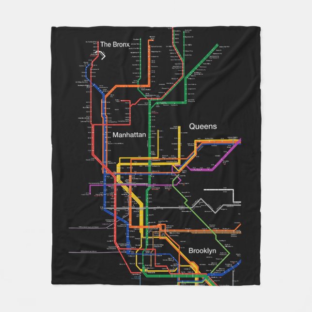 U-Bahn-Karte NY-Stadt Fleecedecke (Vorderseite)