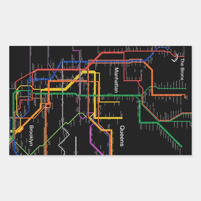 U-Bahn-Karte NY-Stadt Rechteckiger Aufkleber (Vorderseite)