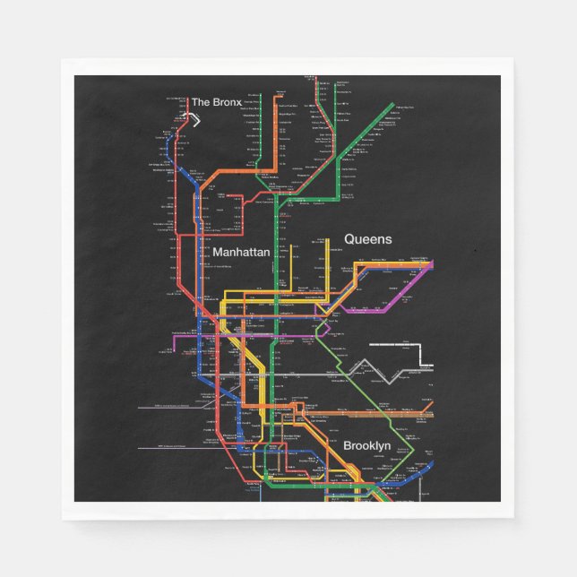 U-Bahn-Karte NY-Stadt Serviette (Vorderseite)