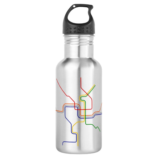 U-Bahn-Linien Washington DC Edelstahlflasche (Vorderseite)