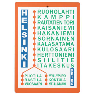 U-Bahn-Stationen in Helsinki - benutzerdefinierte Klemmbrett