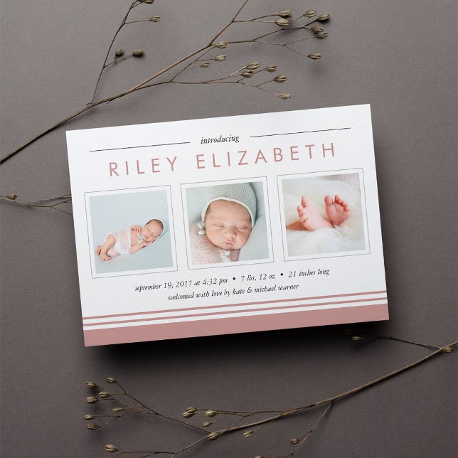 U-Bahn-Streifen Geburtsankündigung | ROSE Ankündigung (Von Creator hochgeladen)