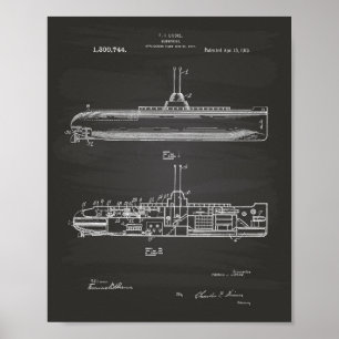U-Boot 1919 Patent Kunst Tafelbild Poster