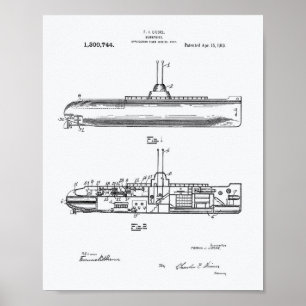 U-Boot 1919 Patentkunst Weißbuch Poster