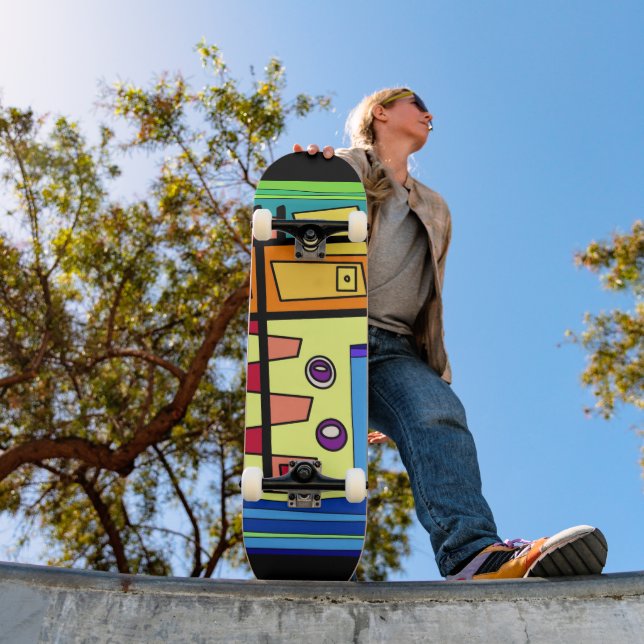 U-Boot Leben Orange Gelb Blau Grün  Skateboard (Außen 1)