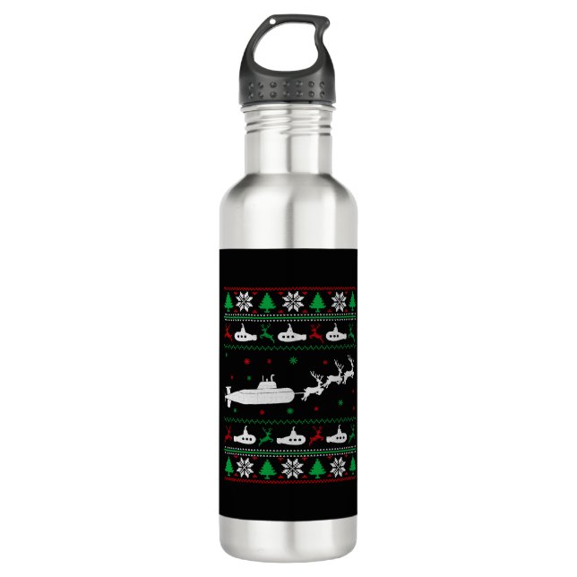 U-Boot-Marine Ugly Weihnachtssüßer Edelstahlflasche (Vorderseite)