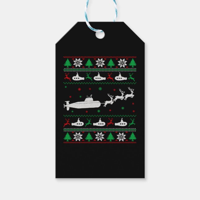 U-Boot-Marine Ugly Weihnachtssüßer Geschenkanhänger (Vorderseite)