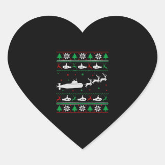 U-Boot-Marine Ugly Weihnachtssüßer Herz-Aufkleber