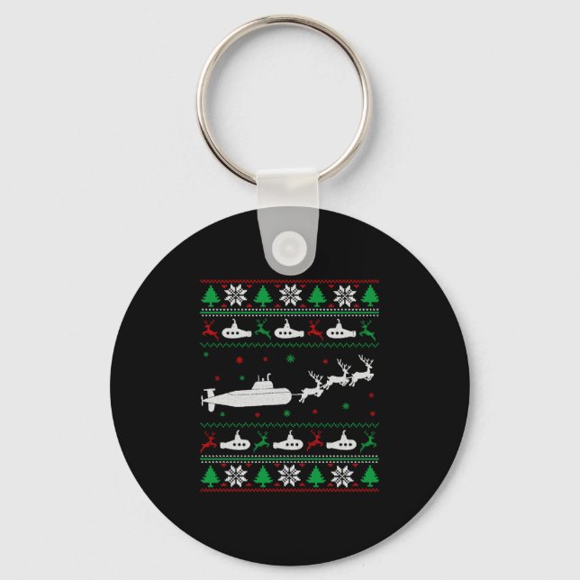 U-Boot-Marine Ugly Weihnachtssüßer Schlüsselanhänger (Vorderseite)