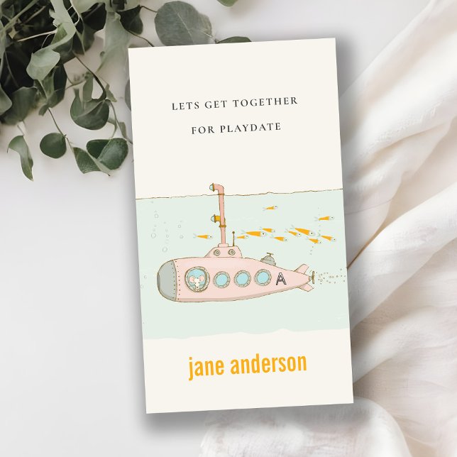 U-Boot-Monogramm-Kid-Playdate-Aufruf Visitenkarte (Von Creator hochgeladen)