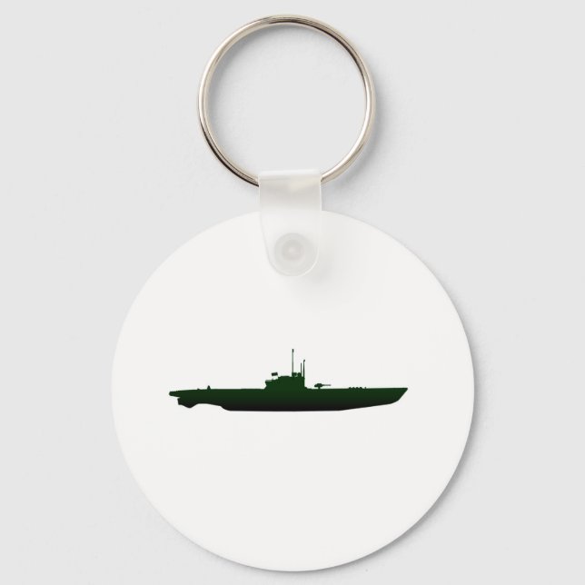 U-Boot-Silhouette auf Weiß Schlüsselanhänger (Vorderseite)