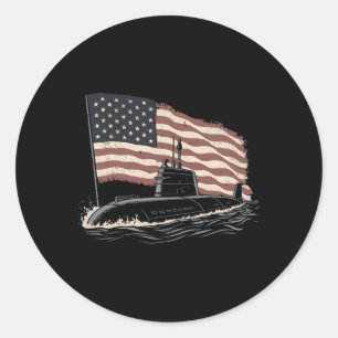 U-Boot USA-Flagge Veteran 4. Juli Runder Aufkleber