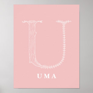 U Botanique Floral Monogramme personnalisé Poster 